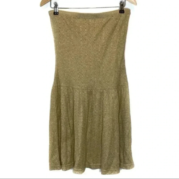 Free People Womens Strapless Cable knit Gold Metalic Dress - Picture 1 of 8